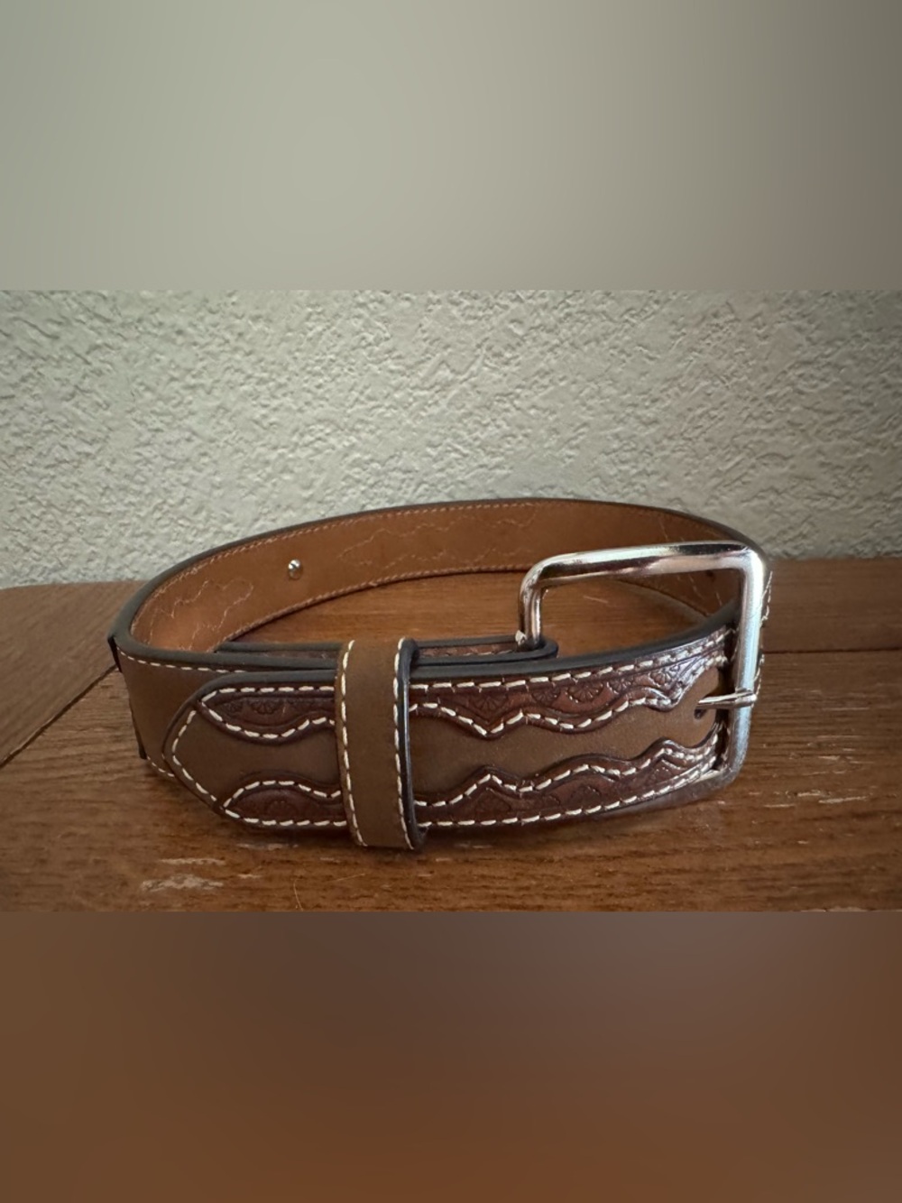 Nocona 13”  Pet Collar Leather Laced Concho Western Rodeo Cowboy Brown
